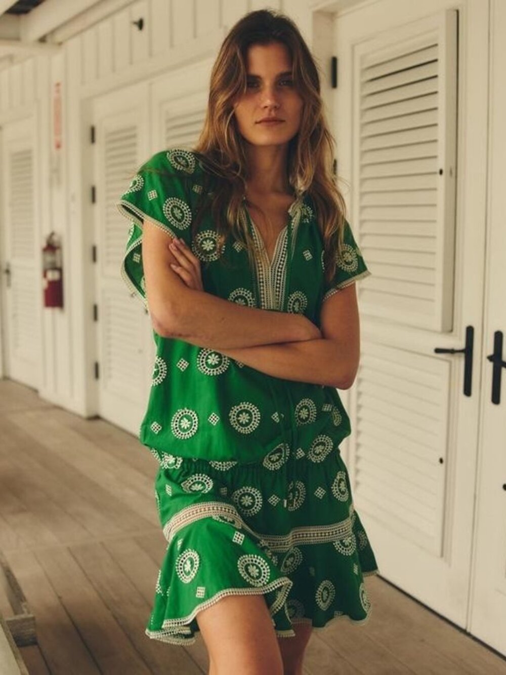 Cartolina Nantucket Joy Dress Cover Up Size XS S L Green Embroidered $368 NEW